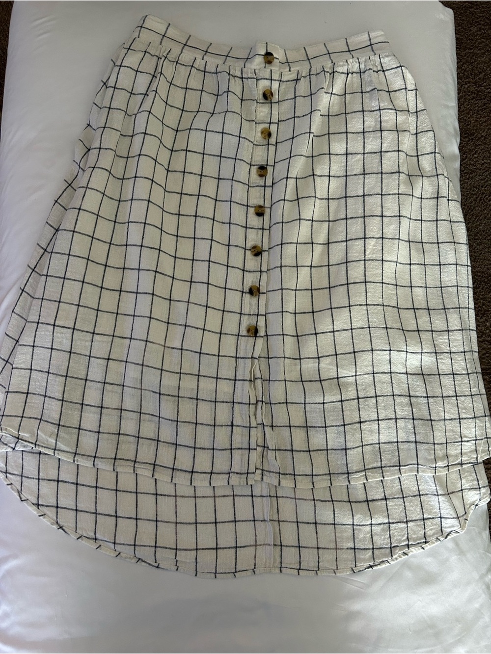 Sonoma White Windowpane Button-Front High-Low Skirt
